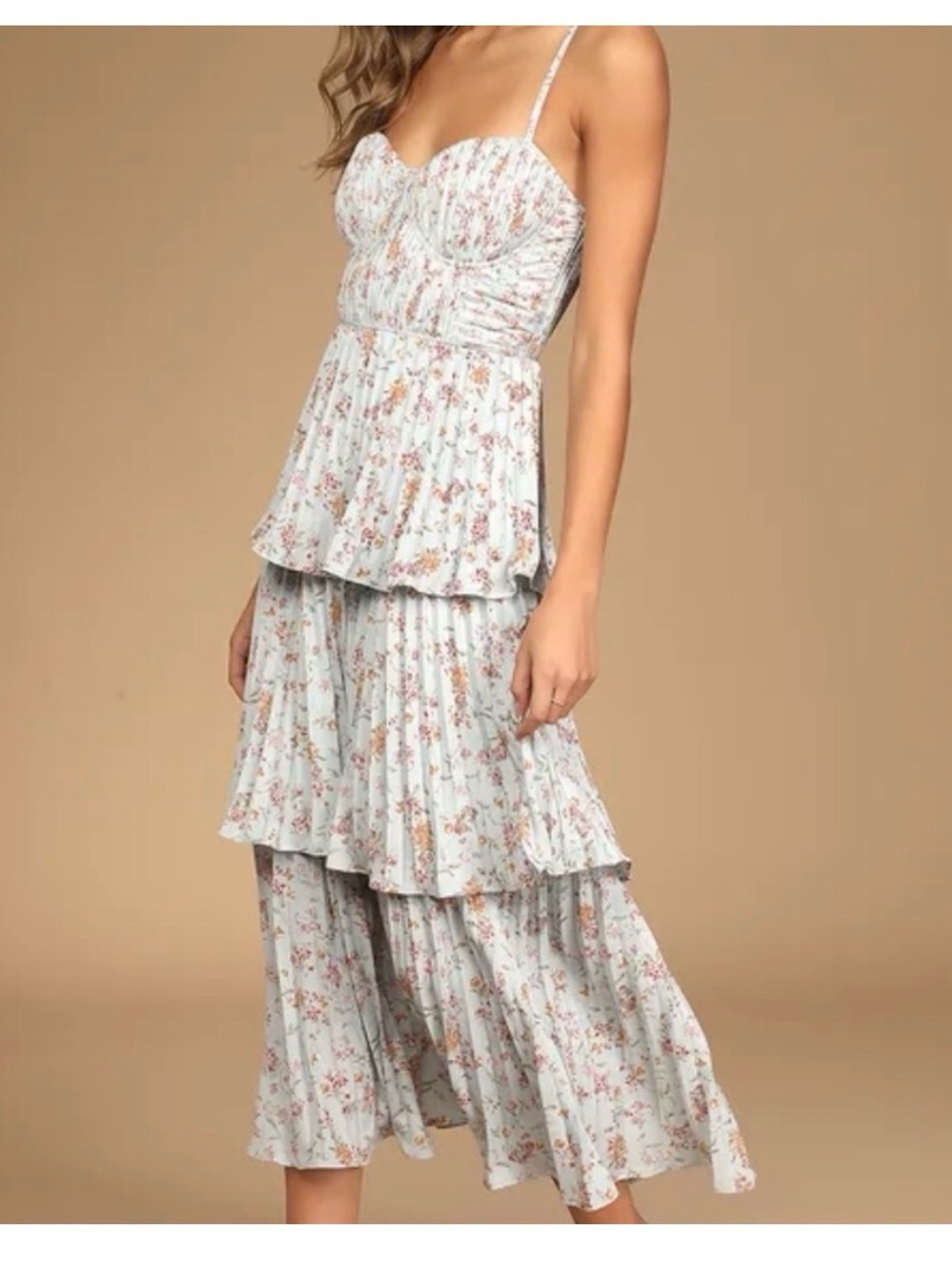Lulus Floral Maxi Tiered Dress NWT